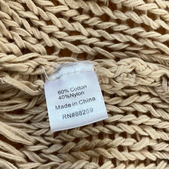 Dolman Sleeve Knit Crochet Blouse Drapey Top Sweater California Beach Beige M/L - Picture 4 of 4